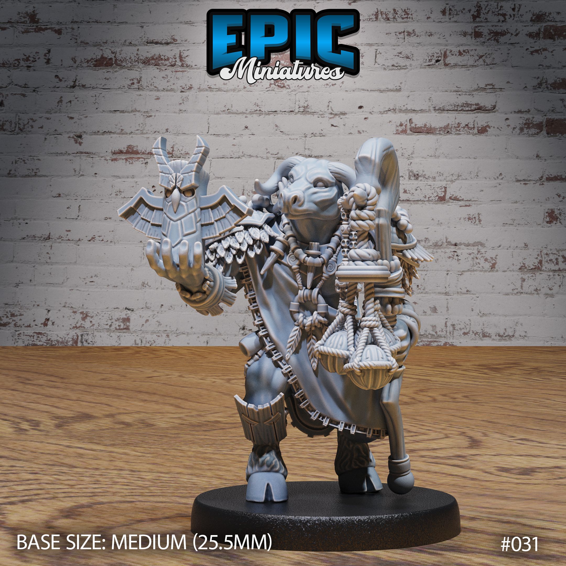 Minotaur Tribe Druid / Minotaurfolk / Taurus Folk Warrior / Bulky Horned Fighter / Bull Human Minotaur Hybrid Beast / Ancient Greek Monster / Roman Myth Animal / Olympian Encounter